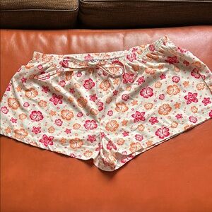 Floral Print Shorts in Pink and Orange